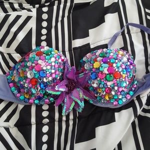 Rhinestoned bra